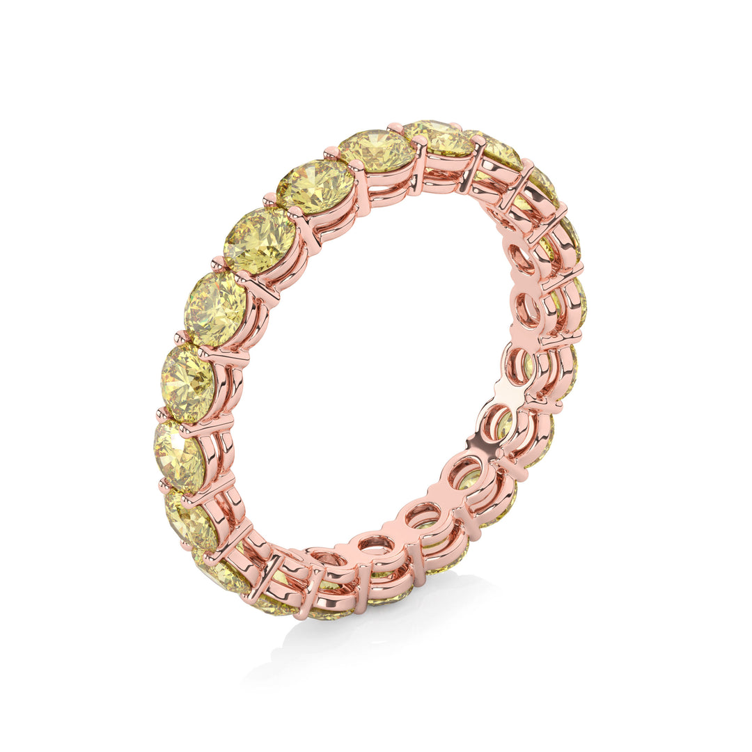 Fancy Intense Yellow Round Cut Eternity Band in rose gold