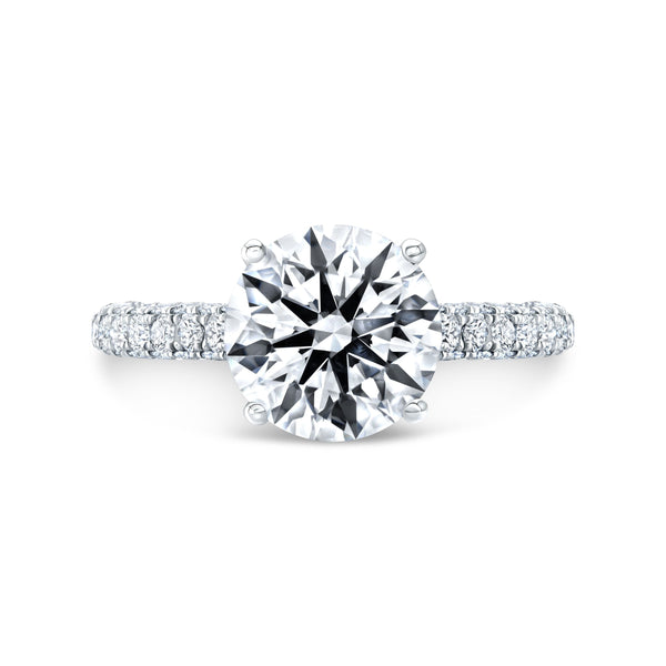3.10 Ctw. Round Cut Hidden Halo 3-Row Pave Engagement Ring J VS2 GIA Certified 3X