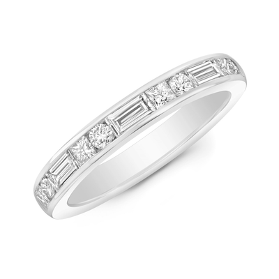 0.60 Carat Princess Cut, Round Cut, and Baguette Cut Diamond Ring Anniversary Band