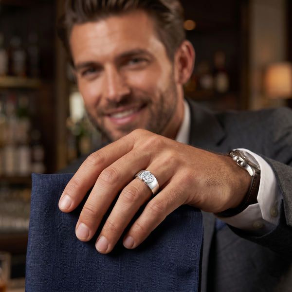 Lab Grown Men's Round Cut Diamond Bezel Ring IGI Certified