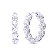 6 Carat Round Cut Natural Diamond Hoop Earrings Inside Out Single Prong