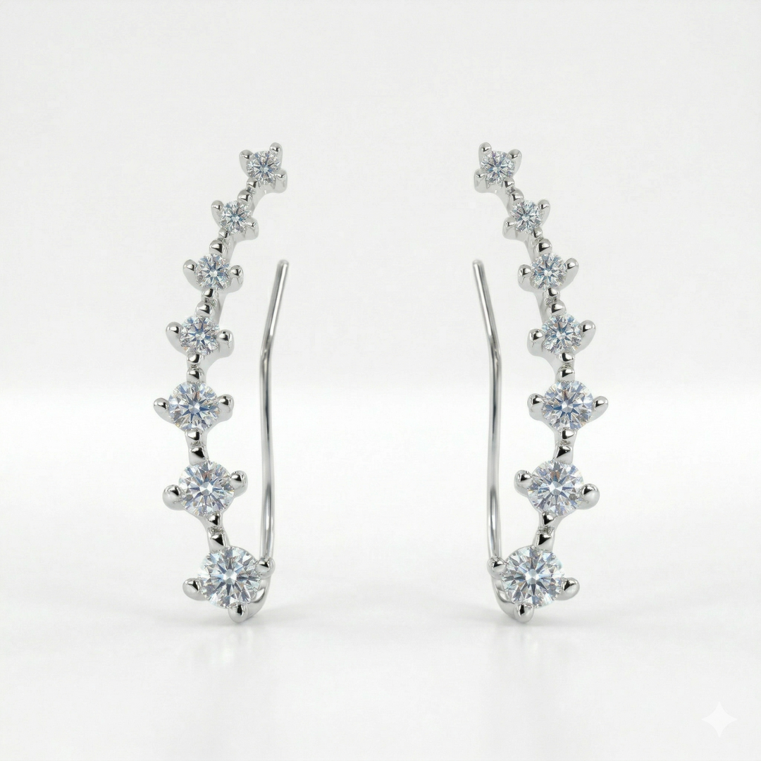 1.00 Ctw Round Cut Diamond Ear Climber Earrings G,VS2