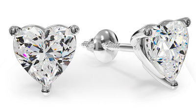 Lab Grown Heart Shape Stud Earrings
