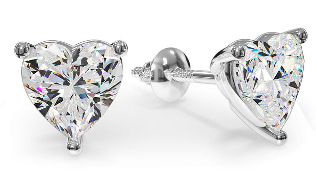 Lab Grown Heart Shape Stud Earrings