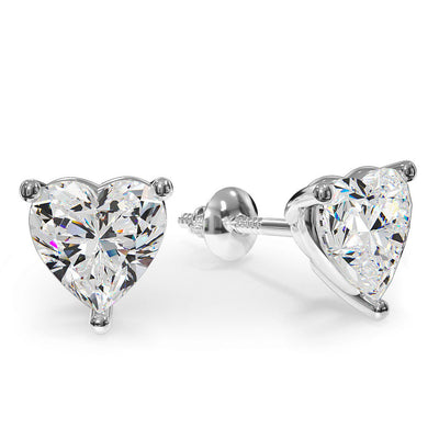 Lab Grown Heart Shape Stud Earrings