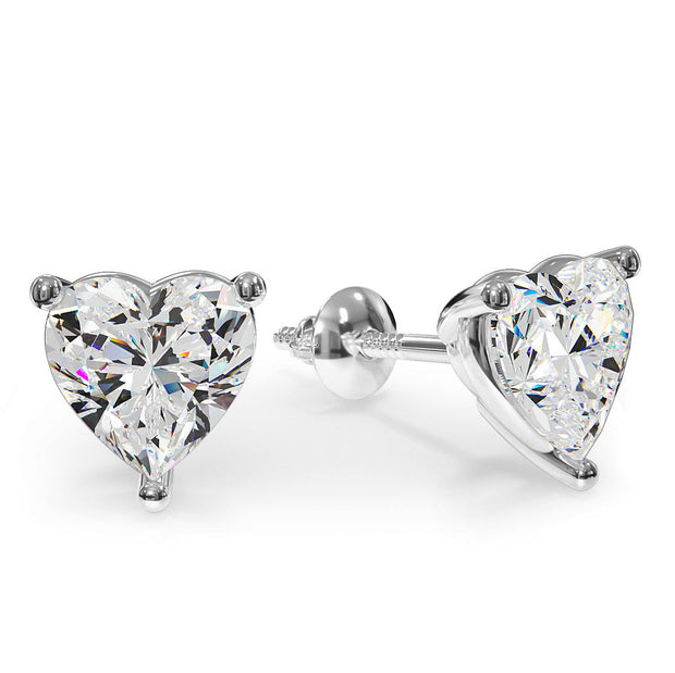 Lab Grown Heart Shape Stud Earrings