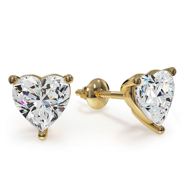 Lab Grown Heart Shape Stud Earrings