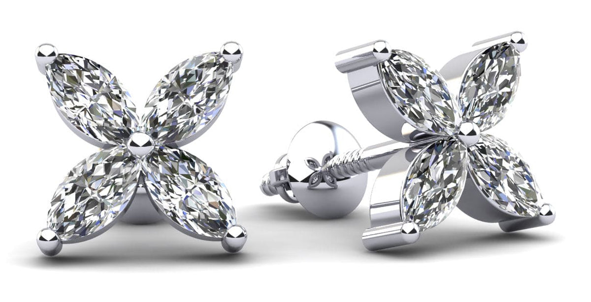 Flower marquise stud earrings