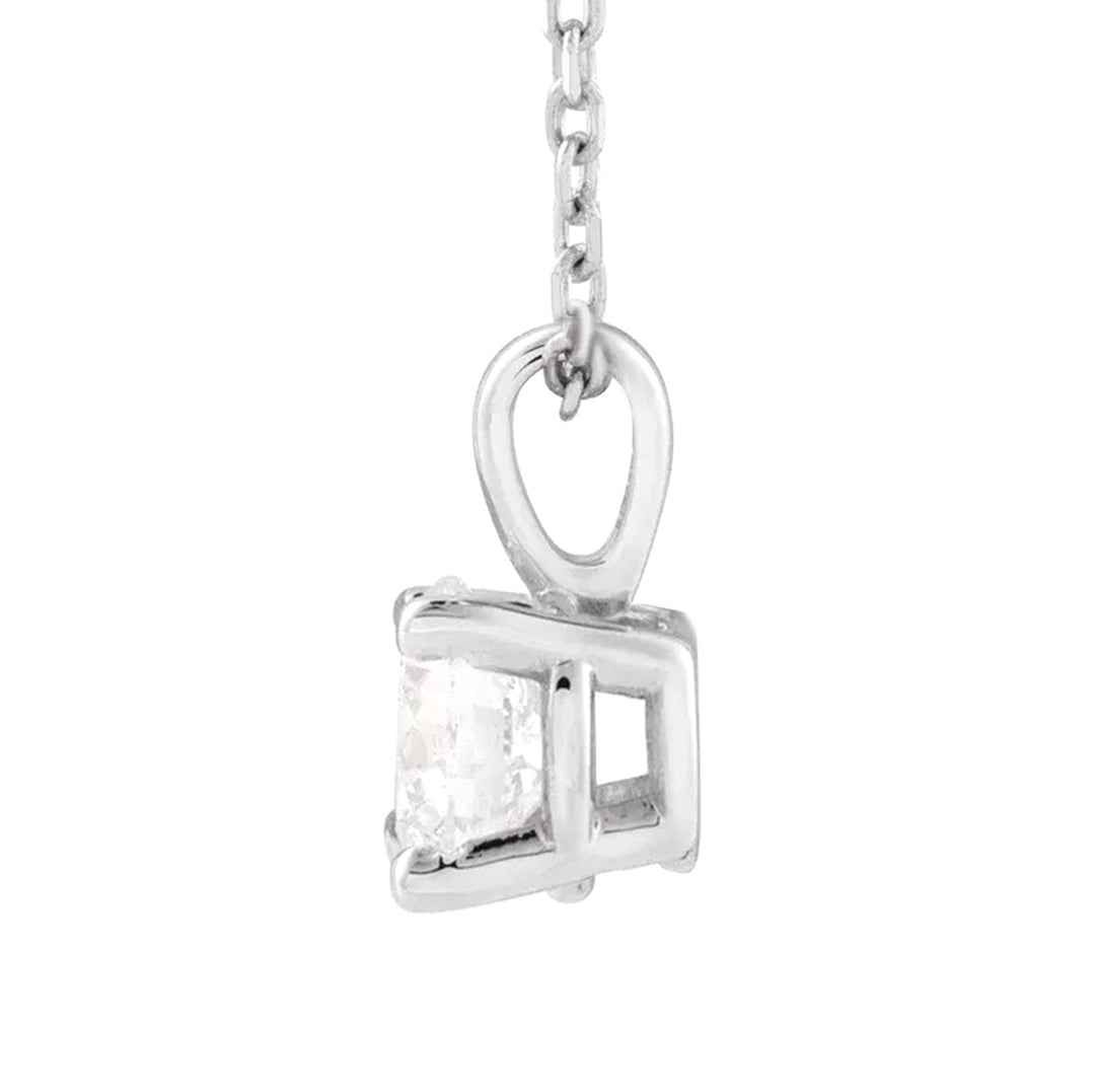 Lab Grown Round Cut Diamond Pendant with Chain side view