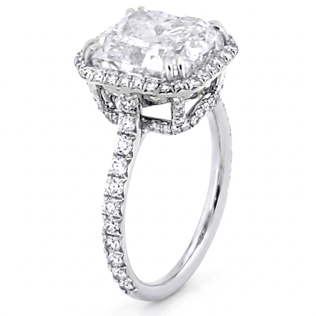 2.95 Ct. Square Halo Asscher Cut Diamond Ring G Color VS1 GIA Certified
