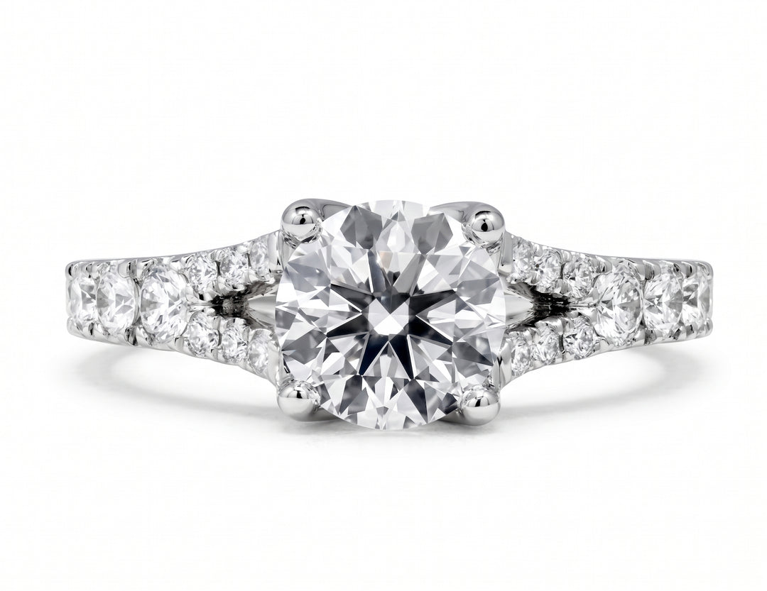 2.60 Ctw U-Pave Split Shank Engagement Ring G Color SI1 GIA Certified 3X