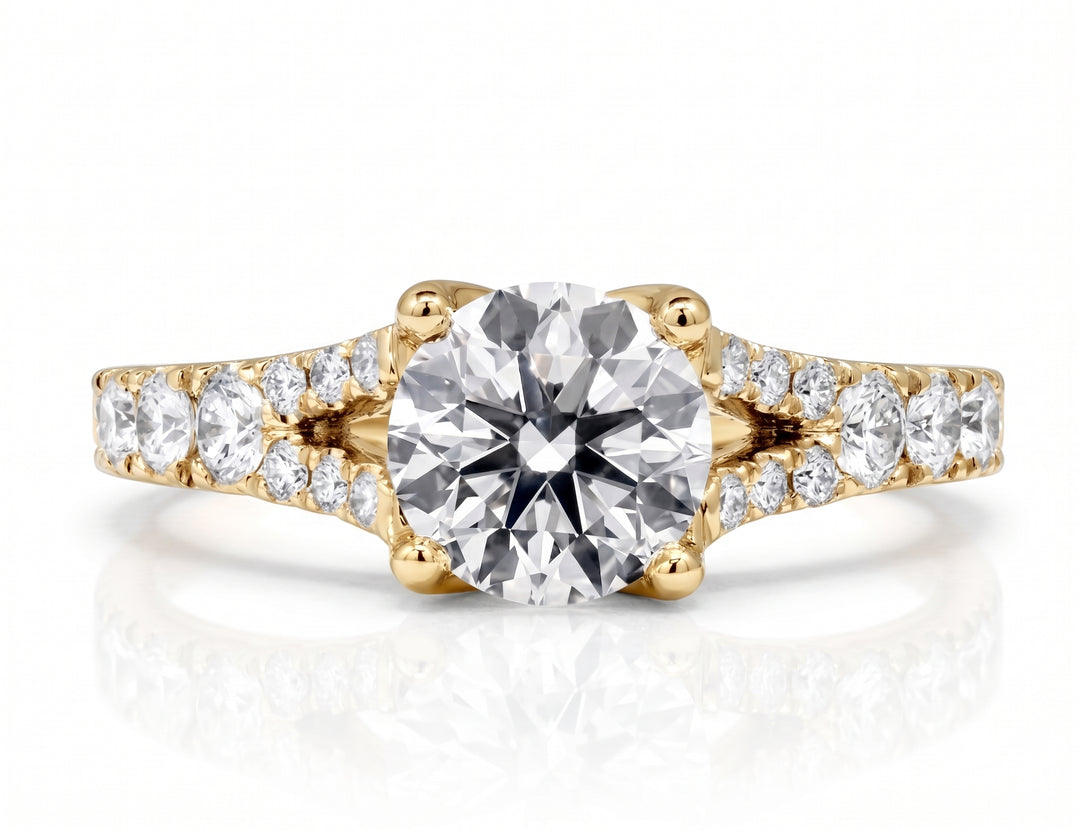 2.60 Ctw U-Pave Split Shank Engagement Ring G Color SI1 GIA Certified 3X