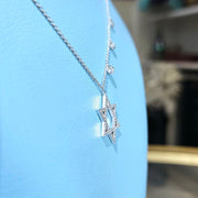 Star of David Diamond Pendant with 3 Bezel Round Cut Gold Necklace