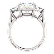 3 Stone Princess Cut Diamond Ring Side View