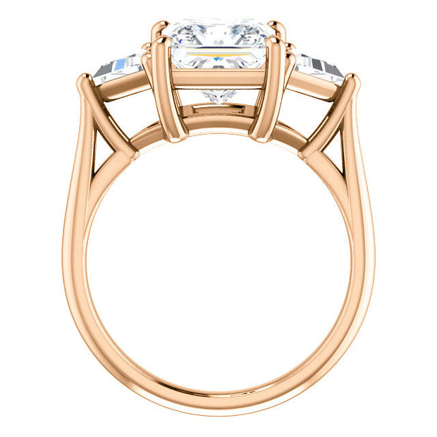 3 Stone Princess Cut Diamond Ring Rose Gold