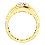 Lab Grown Men's Bezel Oval Cut Diamond Ring IGI Certified