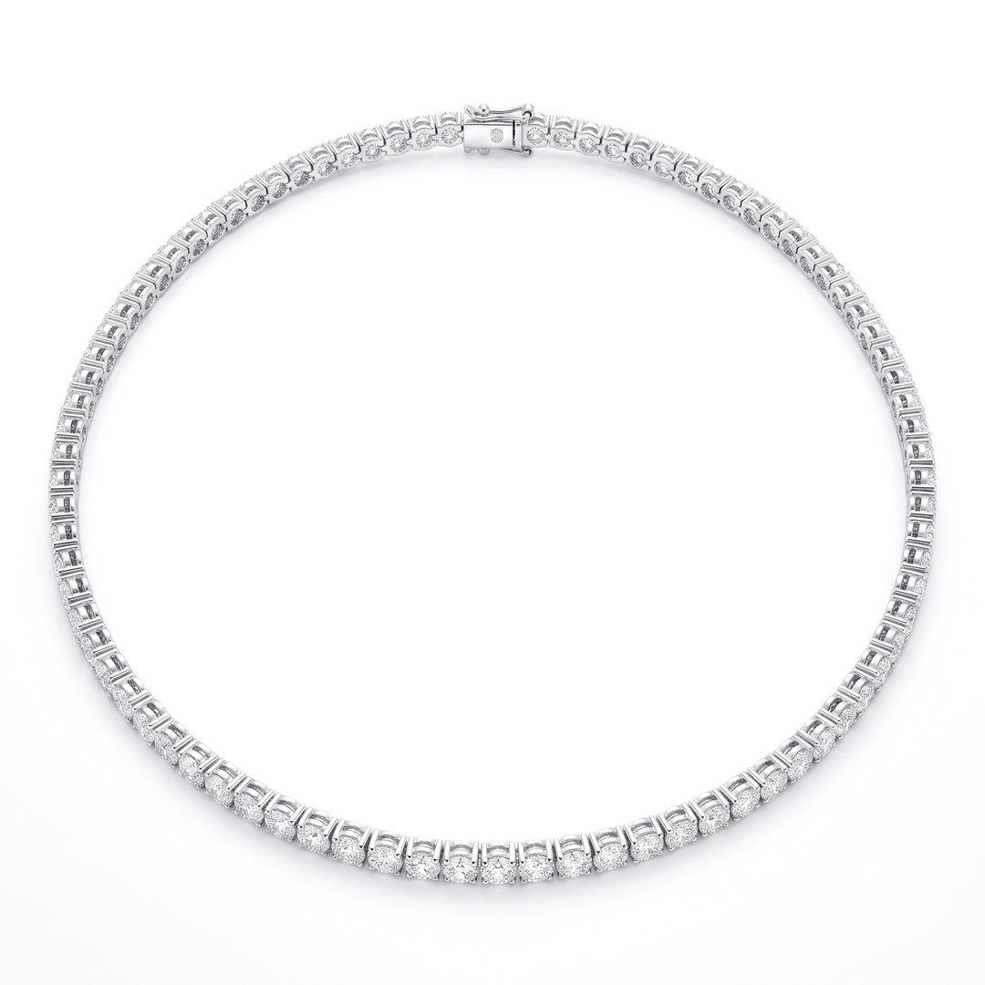 white gold Tennis Necklace on a white background