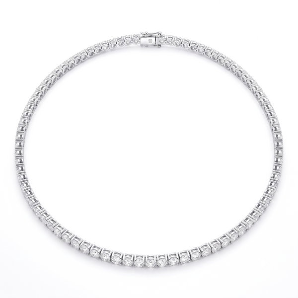 white gold Tennis Necklace on a white background