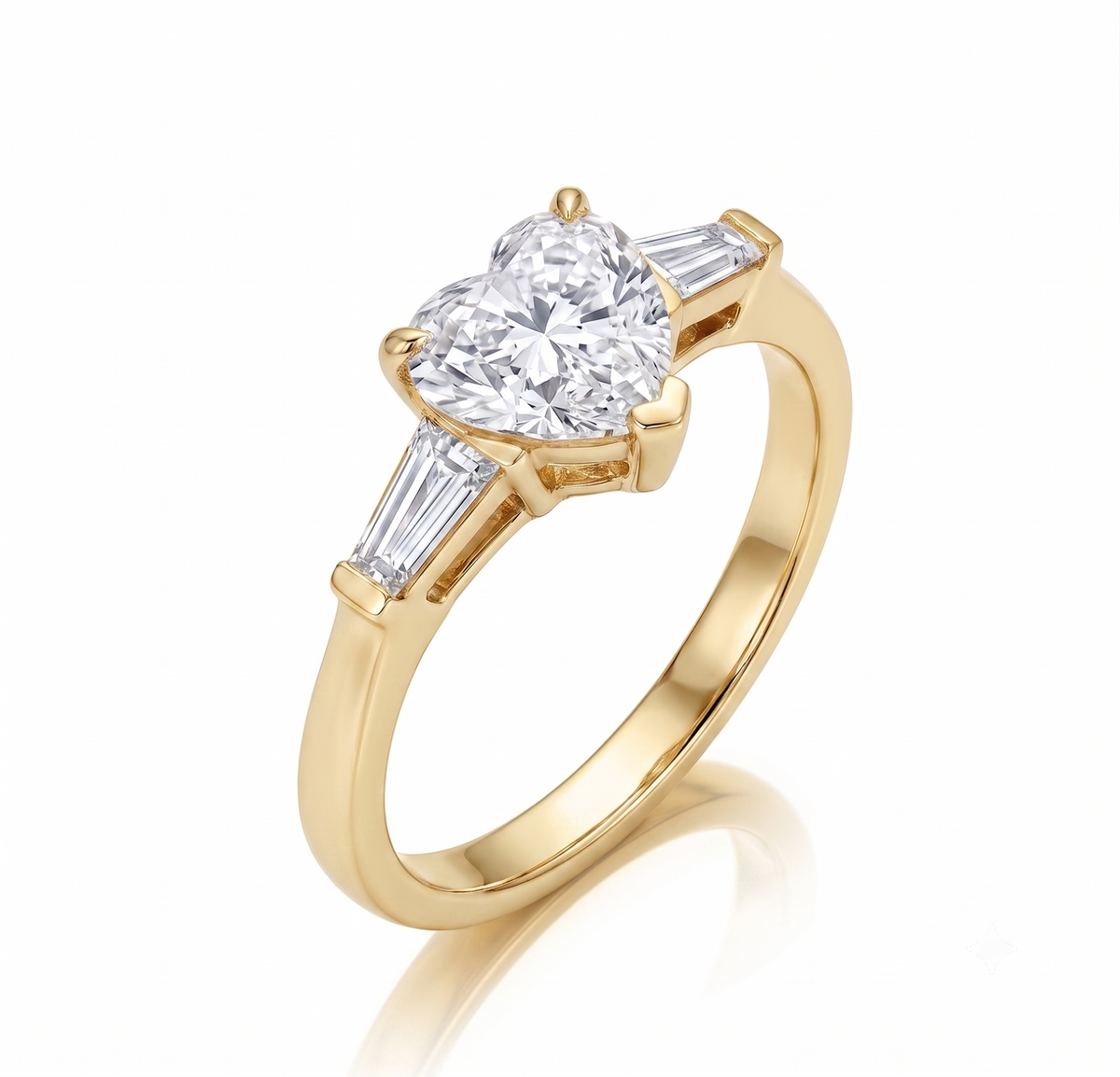 Three_stone_heart_shape_and_baguette_diamond_ring_yellow_gold