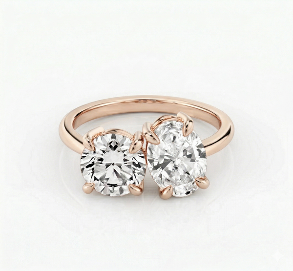 Lab Grown Toi et Moi Oval & Round Diamond Ring D,VVS1 IGI Certified