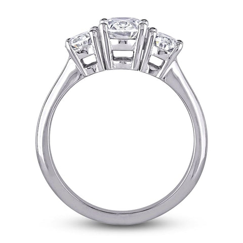 Oval 3 Stone Diamond Ring Side Profile