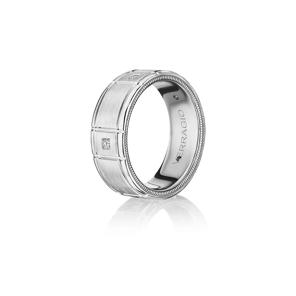 Verragio 8mm matte finish princess diamond band vwd 8905