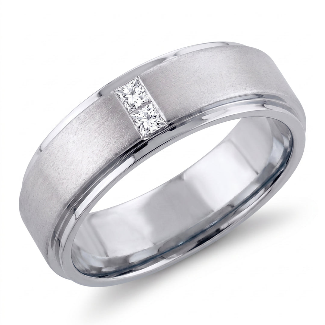 6mm Princess Cut Diamond Wedding Ring for Men or Women