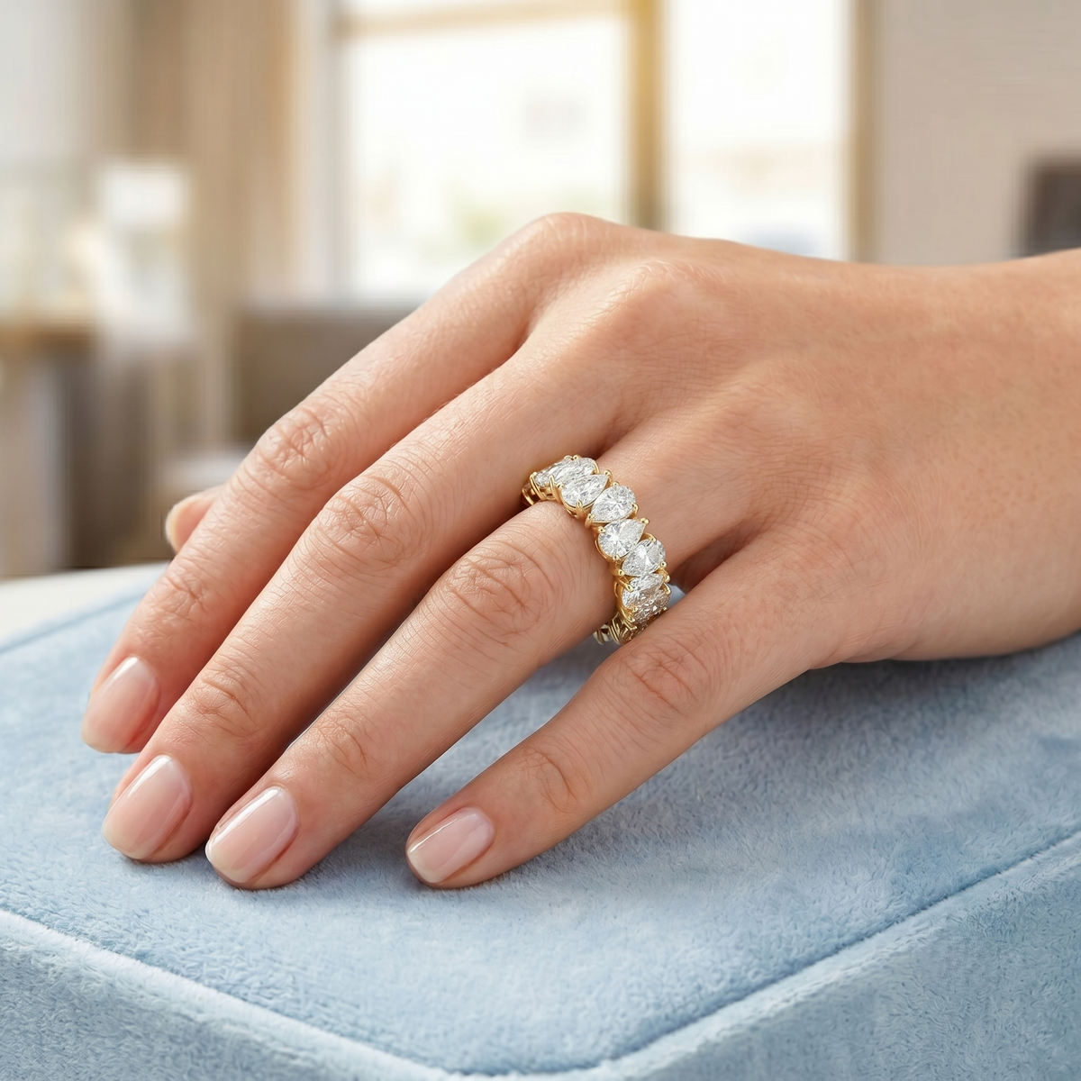 Pear shaped eternity band natural diamonds (5 ctw