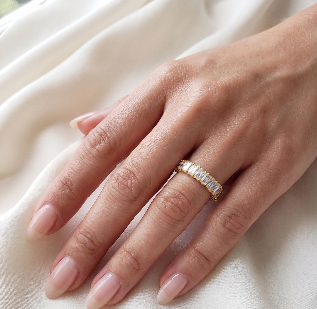 3.00 Ct. Emerald Cut Eternity Band U-Setting F-G Color VS1 Clarity
