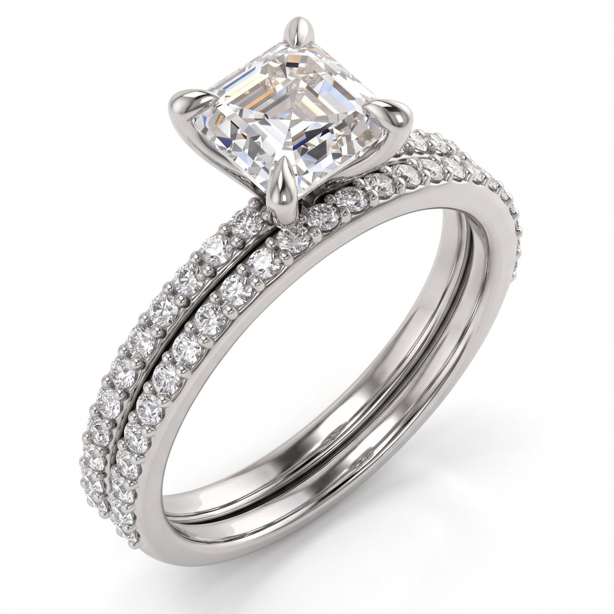 Asscher_cut_engagement_set_with_side_pave_accent_in_white_gold