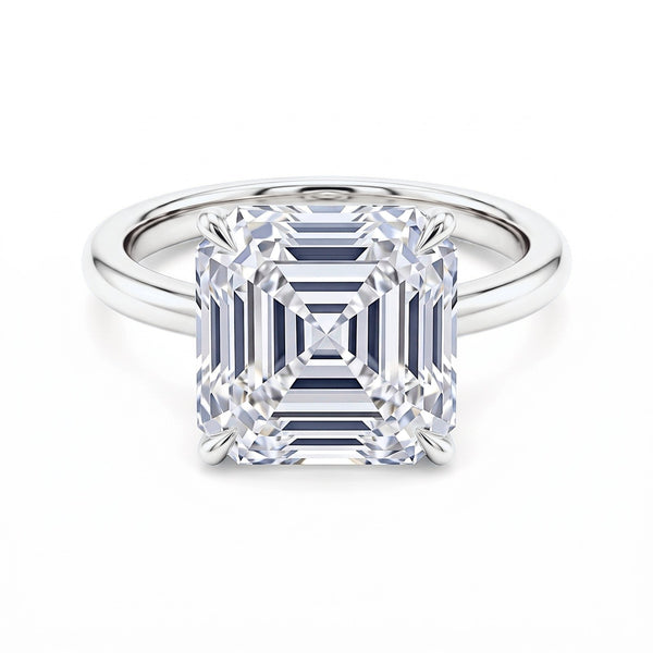 Lab Grown Hidden Halo Asscher Cut Diamond Ring D VVS1 IGI Certified