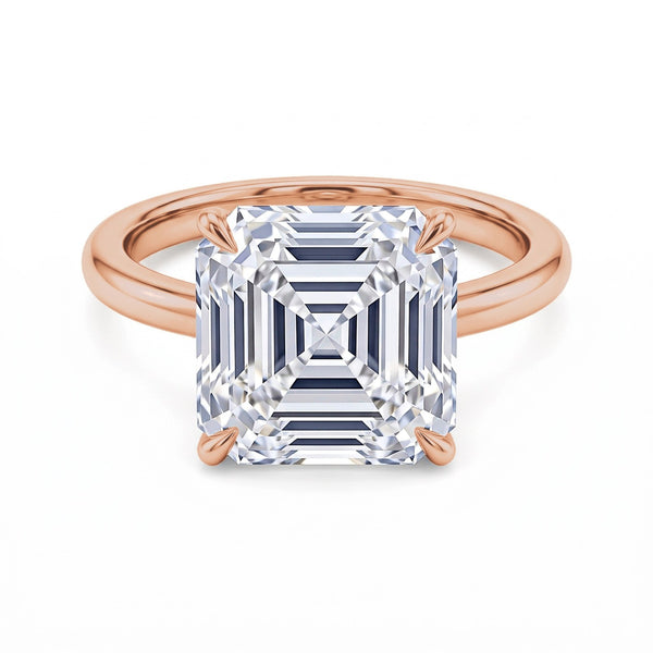 Lab Grown Hidden Halo Asscher Cut Diamond Ring D VVS1 IGI Certified
