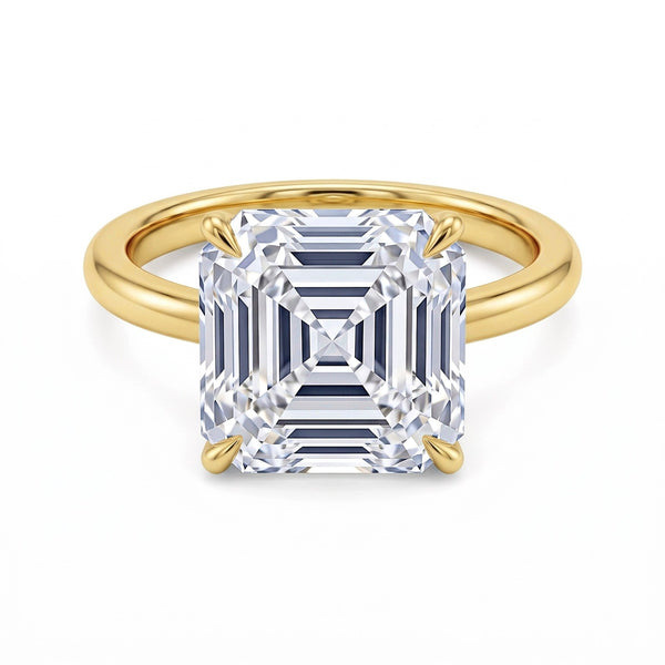 Lab Grown Hidden Halo Asscher Cut Diamond Ring D VVS1 IGI Certified