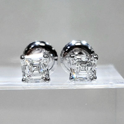 0.90 Ct. Asscher Cut Diamond Stud Earrings