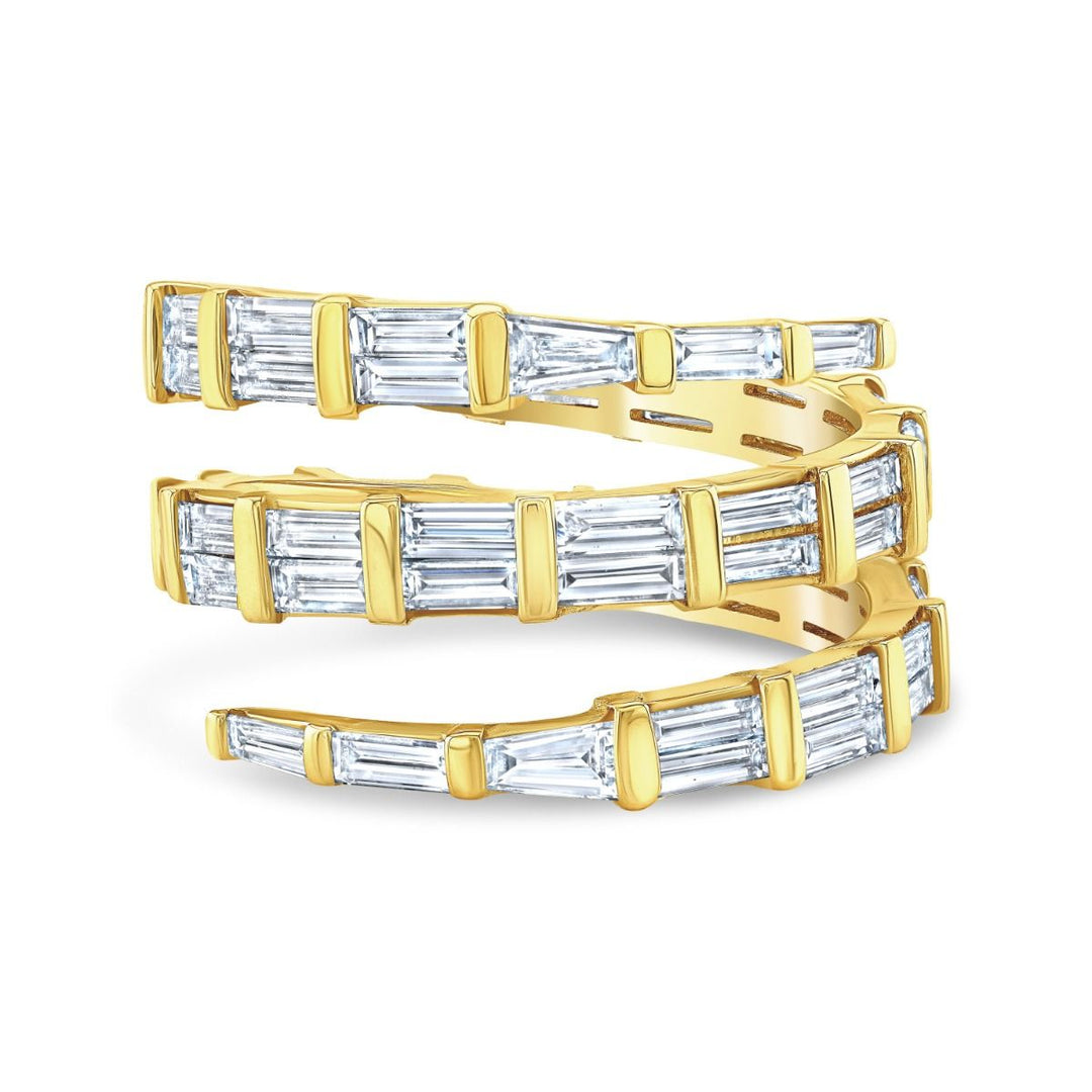 Wrap Around Diamond Ring with Baguettes Front Yellow