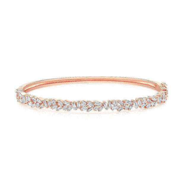 1.80 Carats Baguette & Princess Cut Diamond Bangle Bracelet