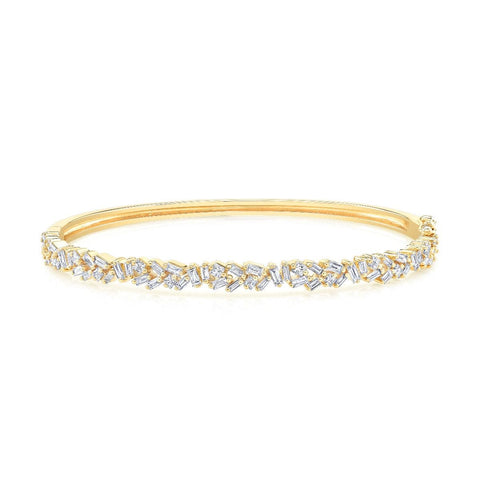 1.80 Carats Baguette & Princess Cut Diamond Bangle Bracelet