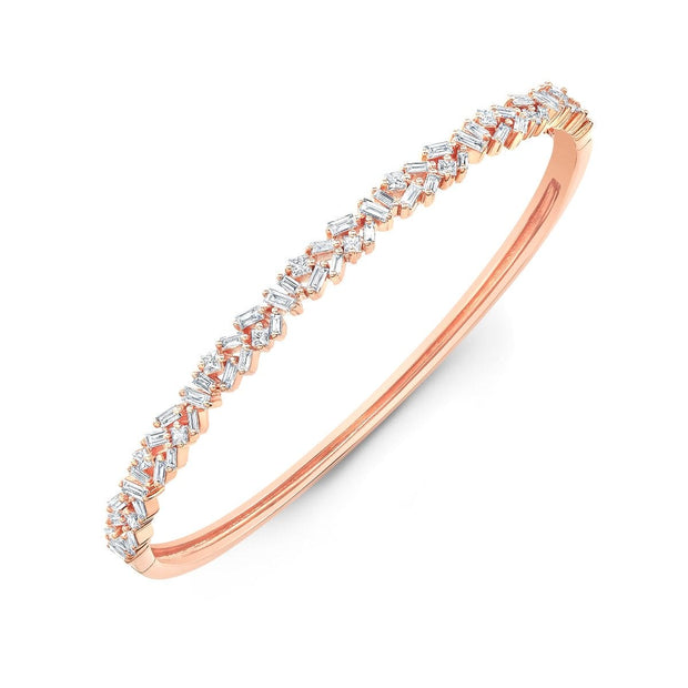 1.80 Carats Baguette & Princess Cut Diamond Bangle Bracelet