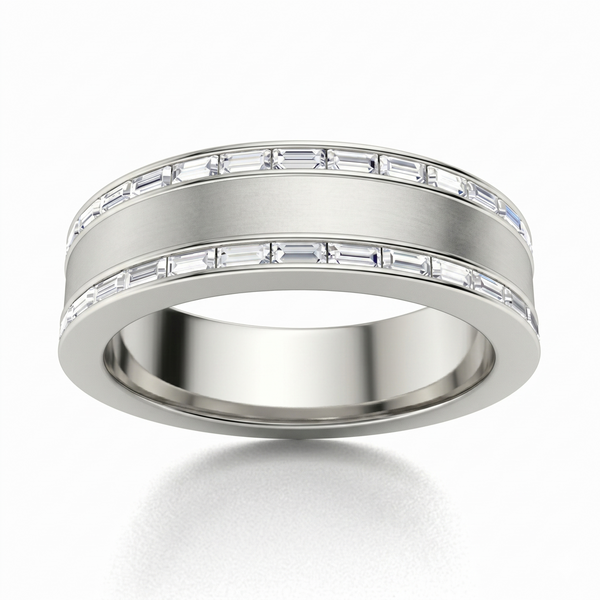 Lab Grown Men's Baguette Two Row Channel Set Ring 7.5mm Width (1.00 Ctw)