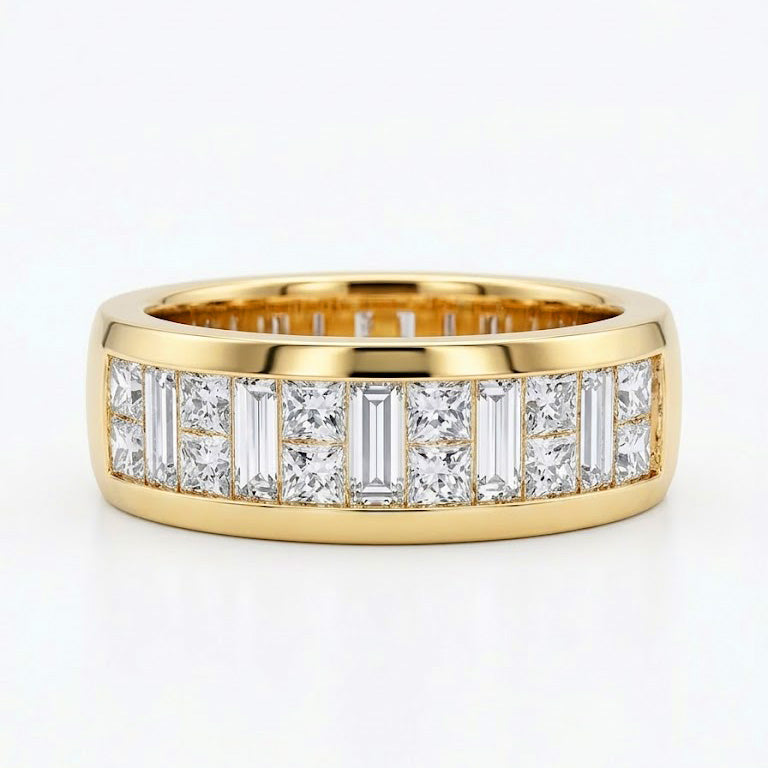 3 ctw men's baguette & princess invisible set ring 7mm width f g color vs1 clarity