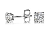 1.00 Carat Round Cut Stud Earrings F Color VS2 Clarity GIA Certified Triple Excellent