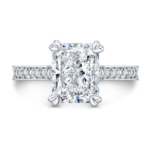 4 Ctw Elongated Radiant Cut Pave Hidden Halo Ring G Color VVS2 GIA Certified