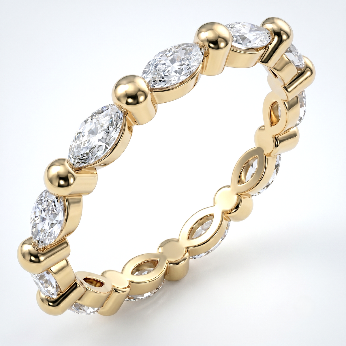 Marquise cut diamond eternity ring east west f g,vs (1