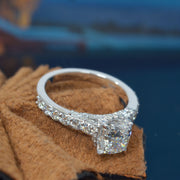 2.20 Ctw. Cushion Cut Hidden Halo Pave Engagement Ring F Color VS1 GIA Certified