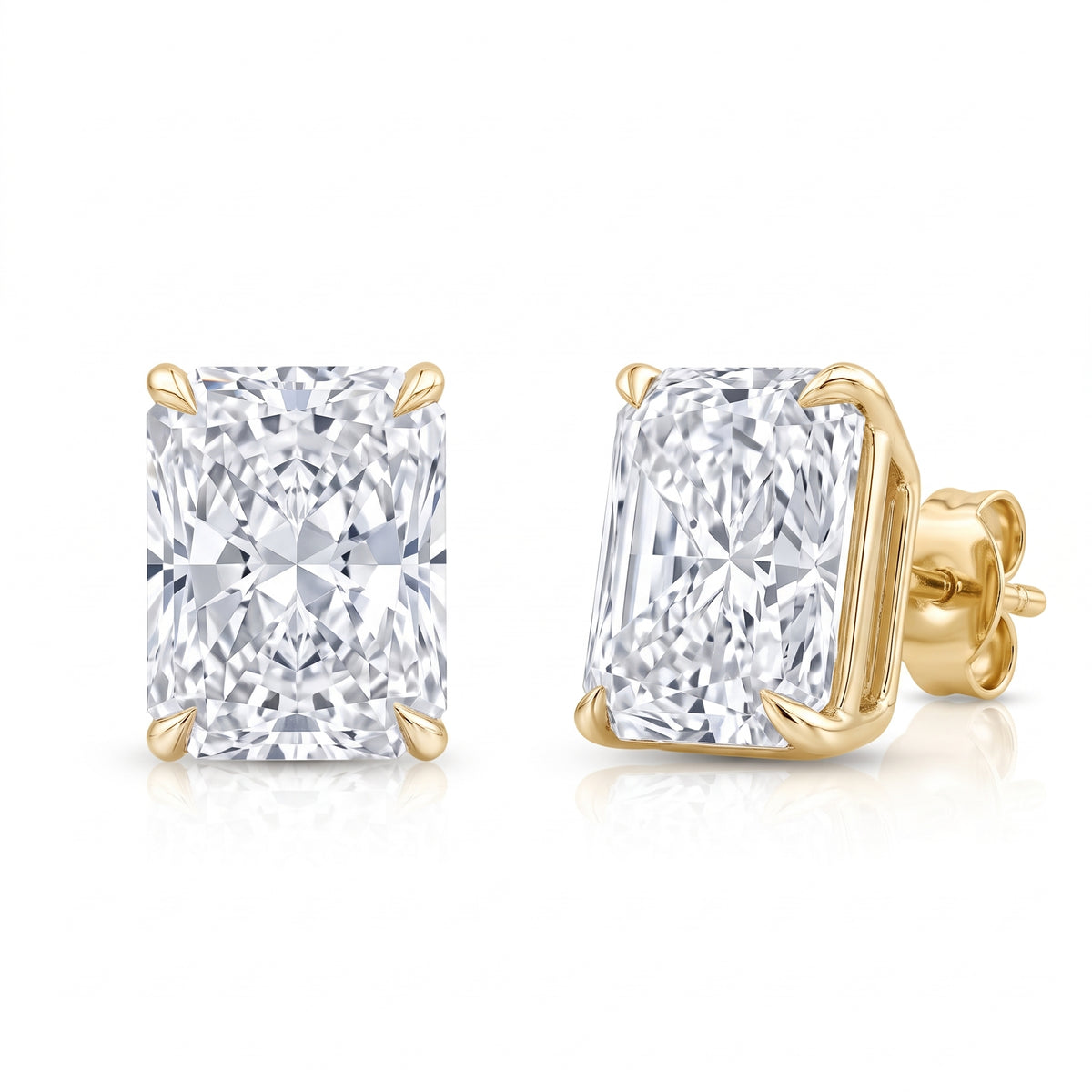 Lab grown elongated radiant cut stud earrings igi certified