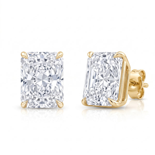 Lab Grown Elongated Radiant Cut Stud Earrings IGI Certified