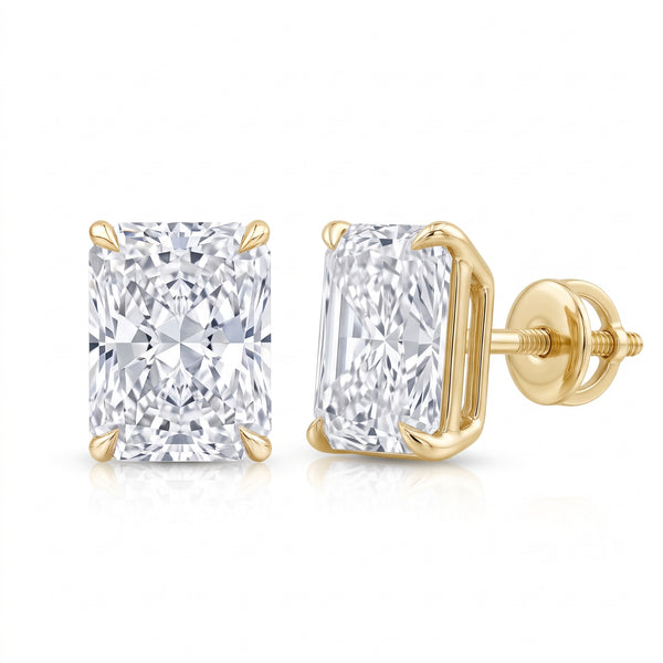 Lab Grown Elongated Radiant Cut Stud Earrings IGI Certified