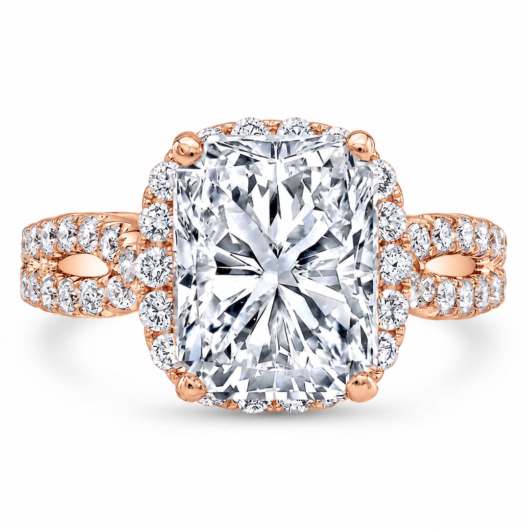 3.0 Ctw Radiant Cut Halo Engagement Ring H Color VS1 GIA Certified