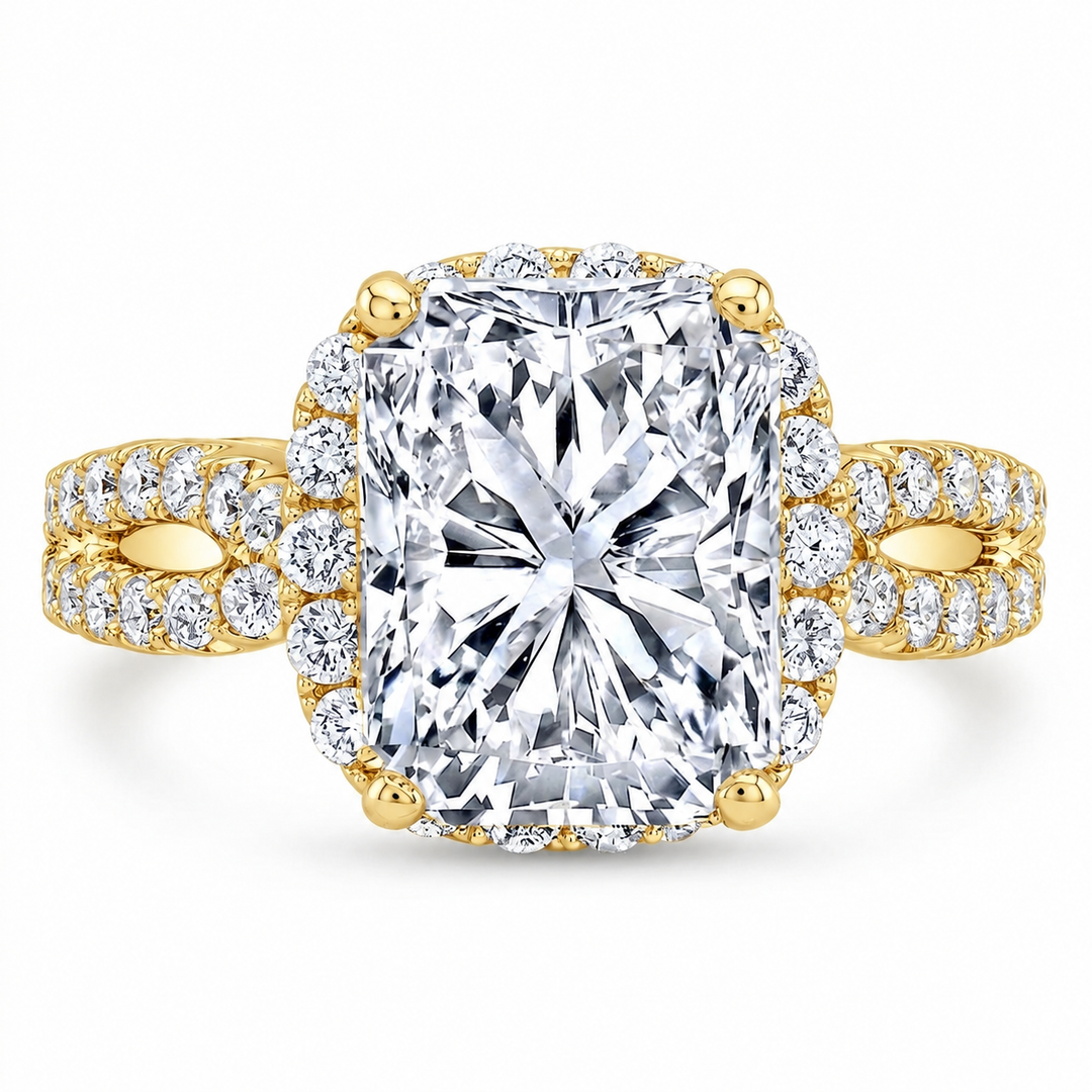 3.0 Ctw Radiant Cut Halo Engagement Ring H Color VS1 GIA Certified