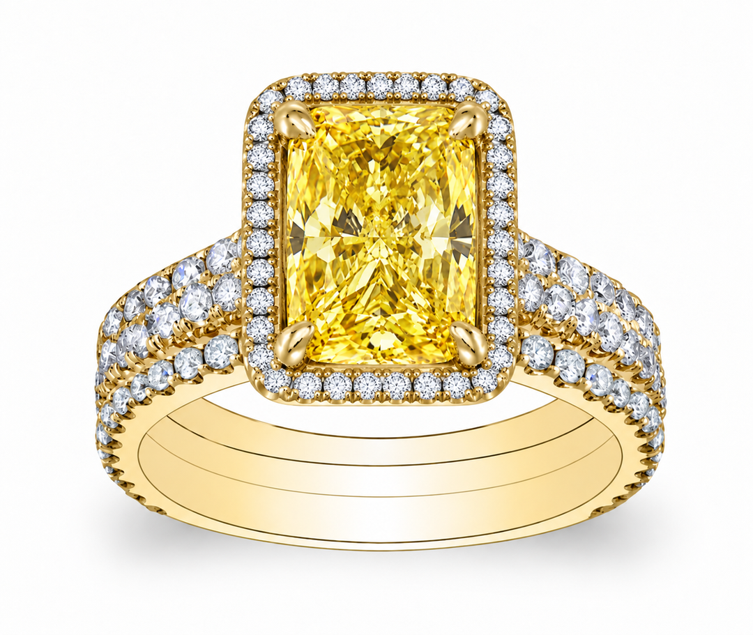 3.35 Ctw Canary Fancy Light Yellow Radiant Cut Engagement Ring VS2 GIA